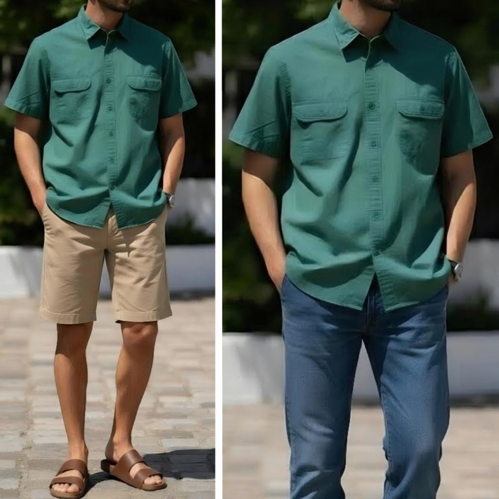 New! J Crew Men’s Short Sleeve Garment Dyed Vintage Twill Workshirt Casual Shirt